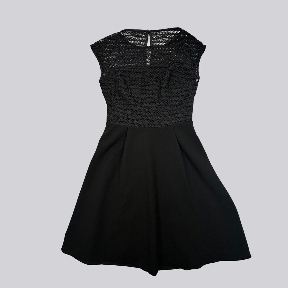 Office Siren Reiss Black Lace Fit & Flare Cocktail Dress Sz 4